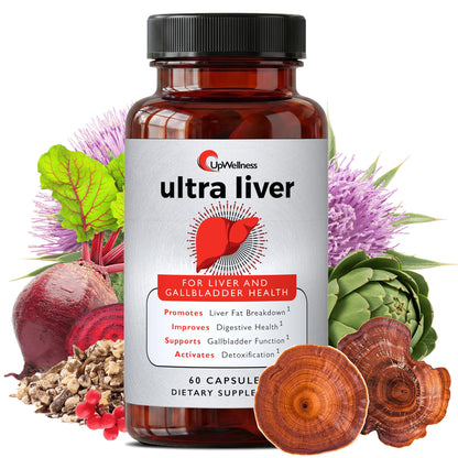 UpWellness Ultra Liver Supplement for Liver Support and Gallbladder Support - Powered by TMG, NAC Milk Thistle, and More UpWellness