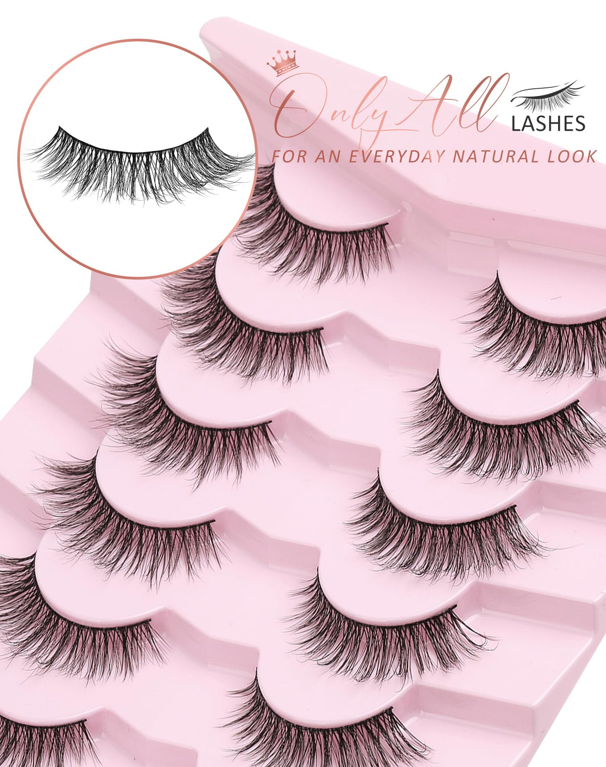 Onlyall Natural Lashes Wispy Lashes Natural Look False Eyelashes Flared Eyelashes 7 Pairs D-K06 Onlyall