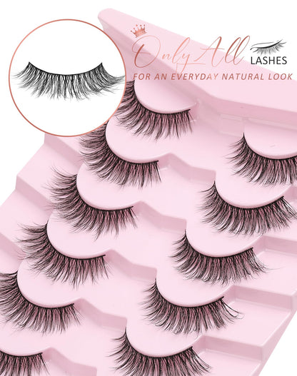 Onlyall Natural Lashes Wispy Lashes Natural Look False Eyelashes Flared Eyelashes 7 Pairs D-K06 Onlyall