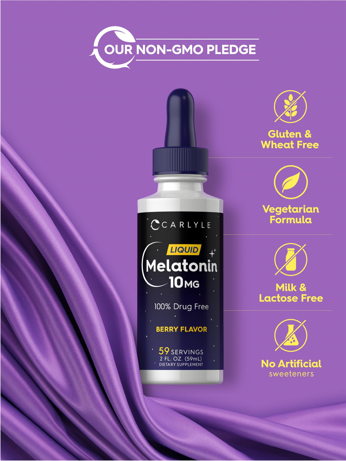 Carlyle Melatonin 10mg | 2 fl oz Liquid Drops | Berry Flavor | for Adults | Non-GMO, Vegetarian Supplement Carlyle