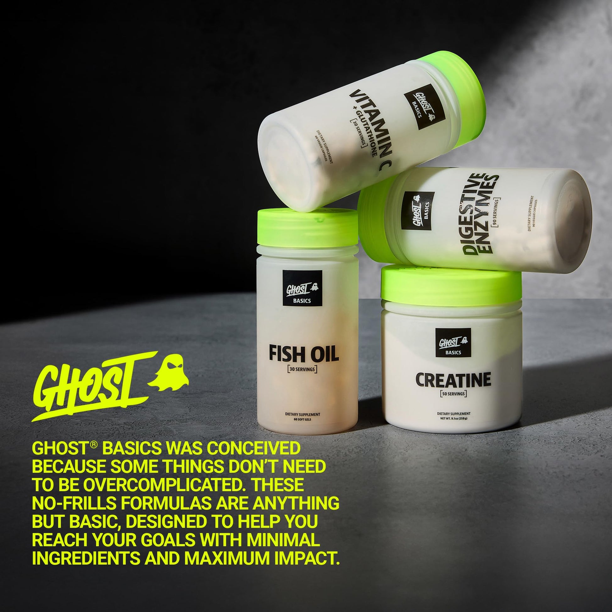 GHOST Basics Creatine Monohydrate Powder for Men & Women – 5G Creapure Creatine Workout Supplement for Muscle Gain – Vegan, Soy Free & Gluten Free - 50 Servings GHOST buy australia supplements