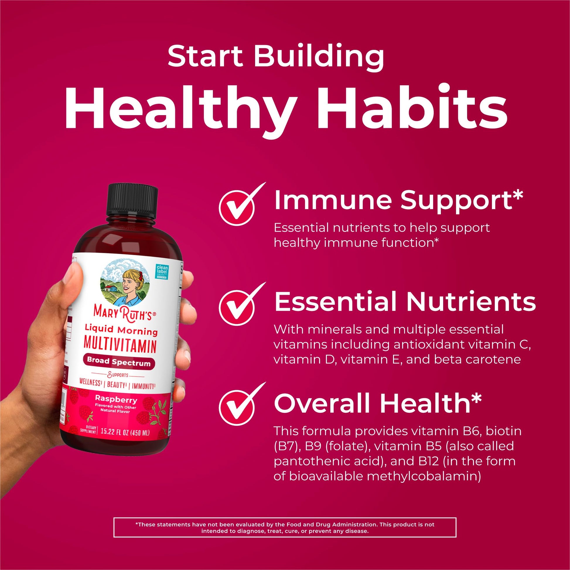 MARYRUTH'S Multivitamin for Women, Men & Kids | Liquid Morning Multivitamin | Vitamin A C D E B6 B12 Biotin Zinc | Beauty | Vegan | Non-GMO | Gluten Free | 15 Servings MARYRUTH'S buy australia supplements