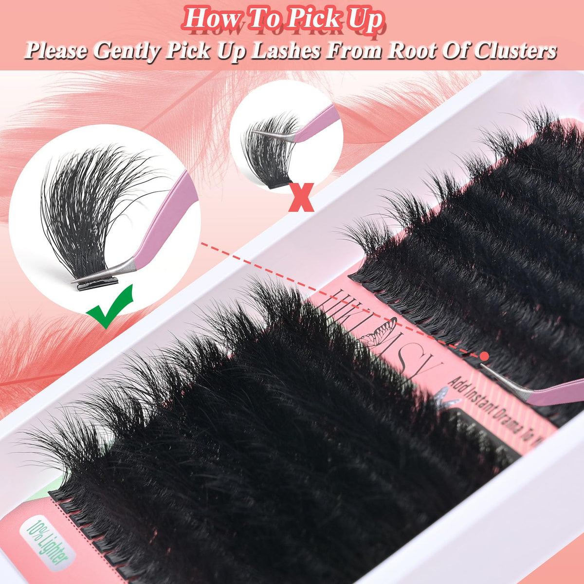 Lash Cluster 260D Full Volume Cluster Lashes Bold 12-18mm Mega Lash Clusters Supplies Wispy D Curve False Eyelashes Clusters Reusable DIY Salon Look Eye Lash Clusters Extension By Hiklasy HK HIKLASY