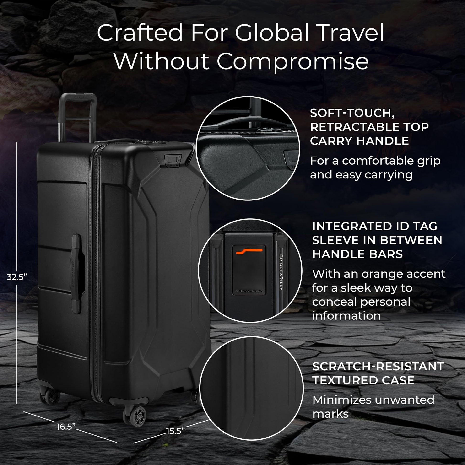 Briggs & Riley Torq Large 30 Inch Hardside Checked Luggage, Stealth Black Gsupps Australia