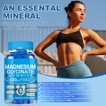 Magnesium Glycinate Gummies 600mg, Chewable Sugar Free Potassium Magnesium Gummies with Manganese Glycinate, Vitamin D, B6, and CoQ10 for Calm Suppor Cytona