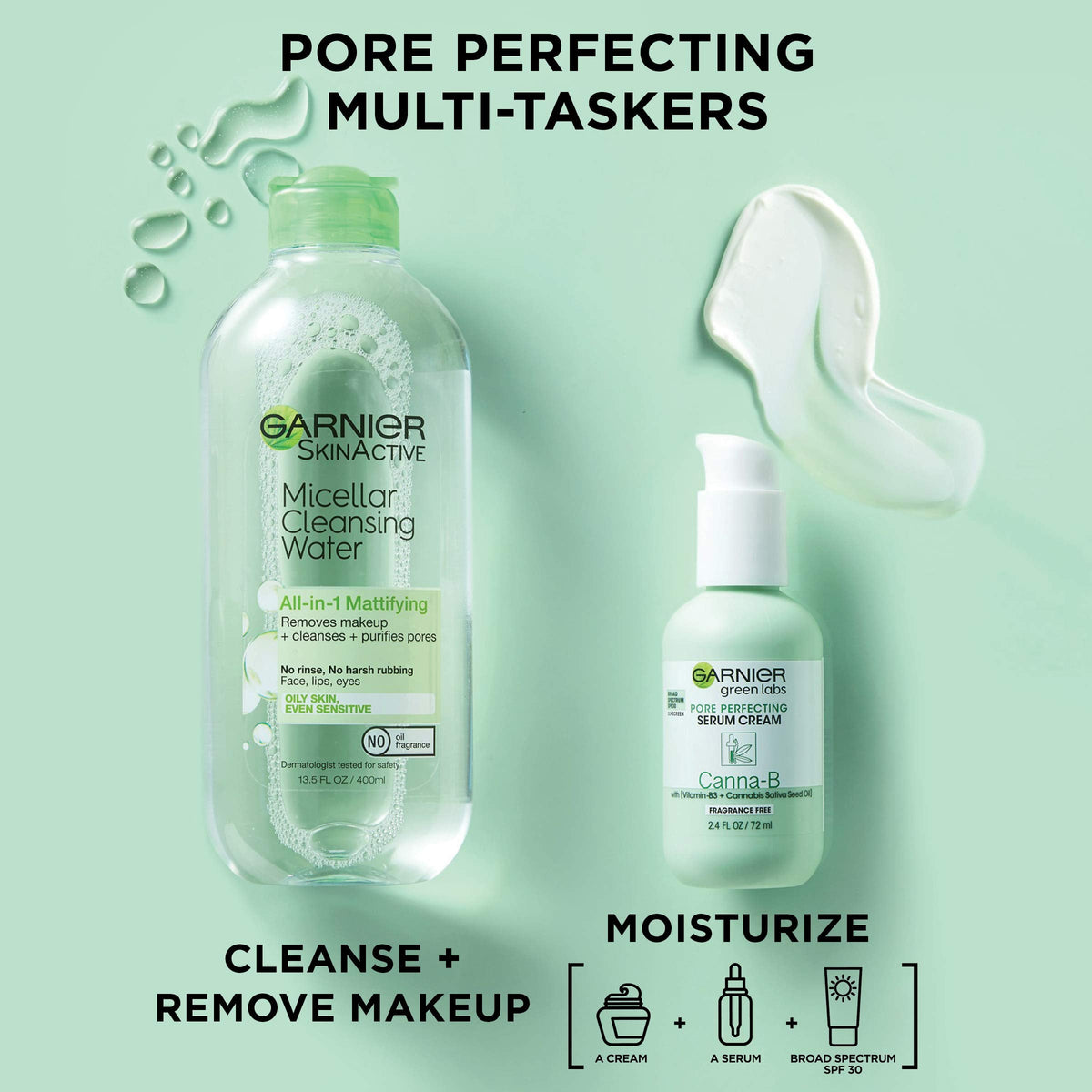 Garnier Micellar Water for Oily Skin, Facial Cleanser & Makeup Remover, Mattifying, For All Skin Types, Vegan, Cruelty Free, 13.5 Fl Oz (400mL), 1 Count Garnier
