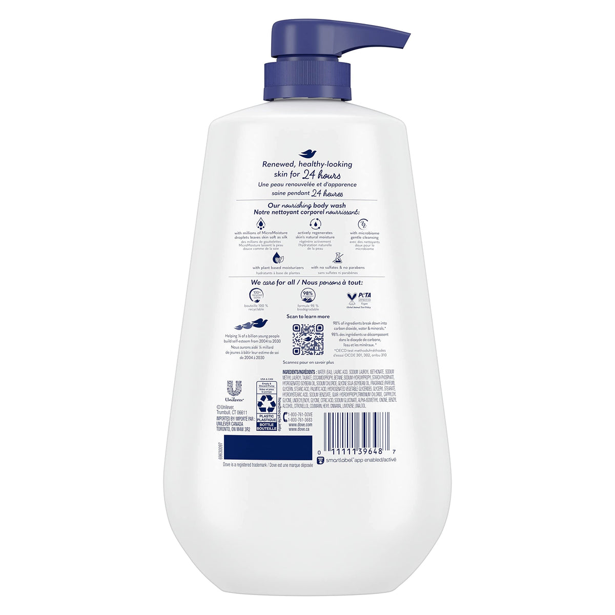 Dove Body Wash Deep Moisture 30.6 oz Pump 3 Pack, Sulfate Free Dove