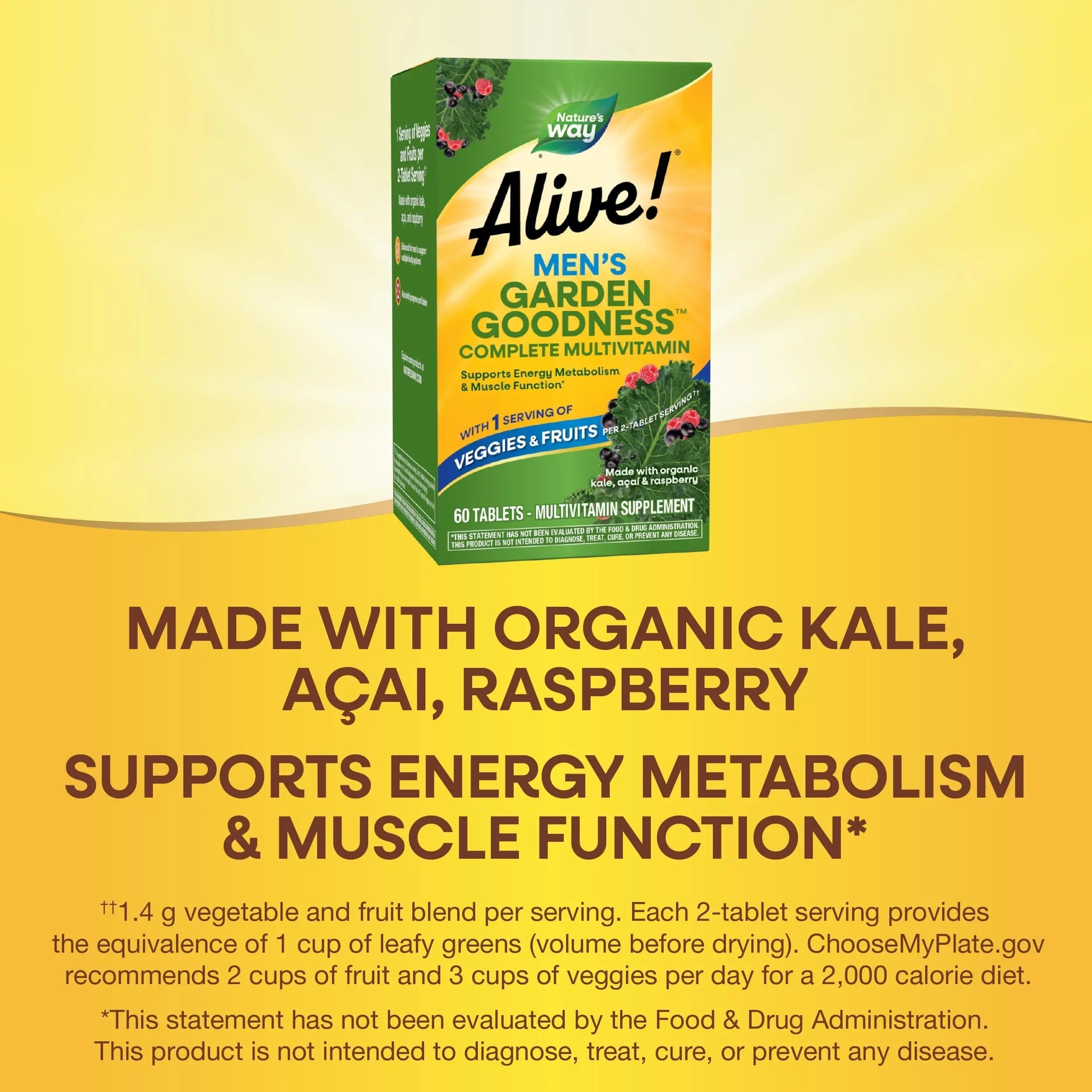 Nature's Way Alive! Garden Goodness Men's Multivitamin, Veggie & Fruit Blend (1400mg per serving), Made with Organic Kale, 60 Count Nature's Way buy australia supplements