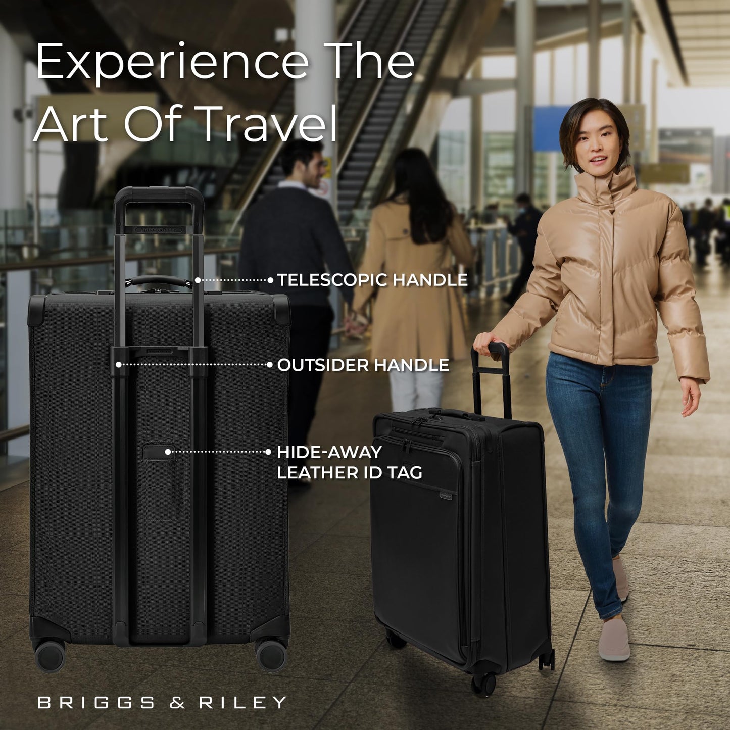 Briggs & Riley Essential 22" Carry On Expandable Spinner - Luggage for Travel, Suitcases with Wheels, Softside Rolling Bag for Men & Women, Self-Repairing Zipper - Baseline Collection, Black Gsupps Australia