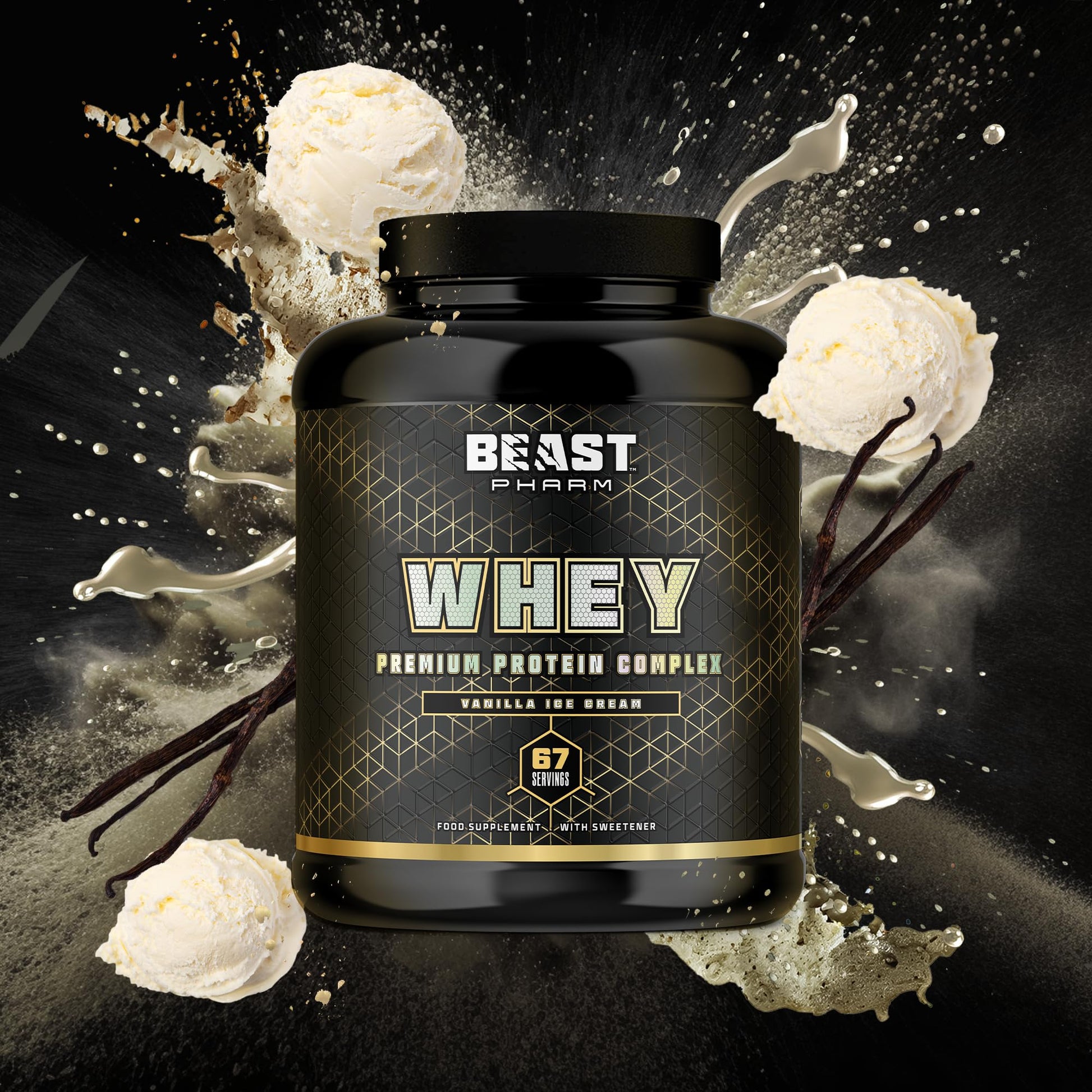 Beast Pharm | WHEY Protein Powder | 2.01kg/67 Servings | Vanilla Ice Cream Beast Pharm buy australia supplements