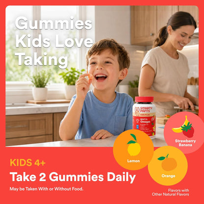 SmartyPants Kids Multivitamin Gummies with Omega 3 DHA/EPA, Vitamins D3, C, B12, B6, A, K, and Zinc, Gluten Free, Clean Label, Three Fruit Flavors, 60 Gummies (30 Day Supply) Gsupps Australia