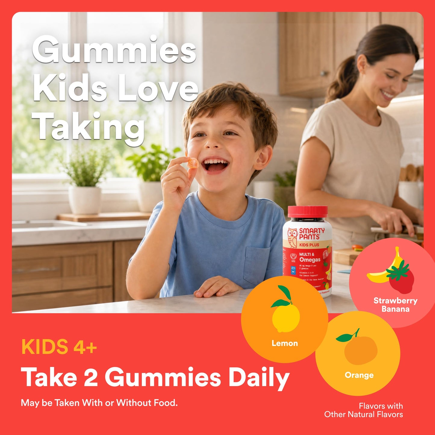 SmartyPants Kids Multivitamin Gummies with Omega 3 DHA/EPA, Vitamins D3, C, B12, B6, A, K, and Zinc, Gluten Free, Clean Label, Three Fruit Flavors, 60 Gummies (30 Day Supply) Gsupps Australia
