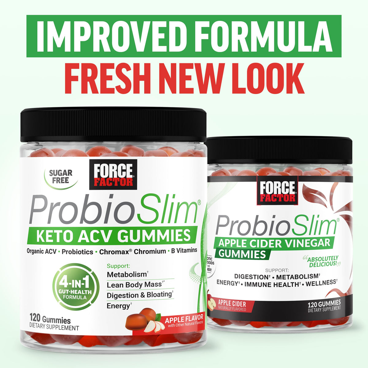 Force Factor ProbioSlim Keto ACV Gummies, Organic Apple Cider Vinegar Gummies with LactoSpore Probiotics & Prebiotics to Support Digestion, Metabolism, & Immune Health Force Factor