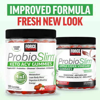 Force Factor ProbioSlim Keto ACV Gummies, Organic Apple Cider Vinegar Gummies with LactoSpore Probiotics & Prebiotics to Support Digestion, Metabolism, & Immune Health Force Factor