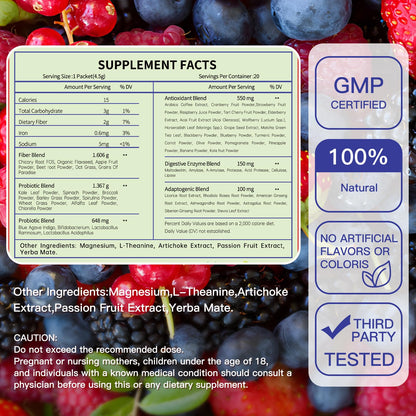 Blltzzz Newpie Superfoods Happy Cleaner Probiotic Powder,Watermelon Flavor Prebiotic & Probiotic Powder,Organic Fiber,Sugar Free,Gut Health,Natural Antioxidant Blltzzz