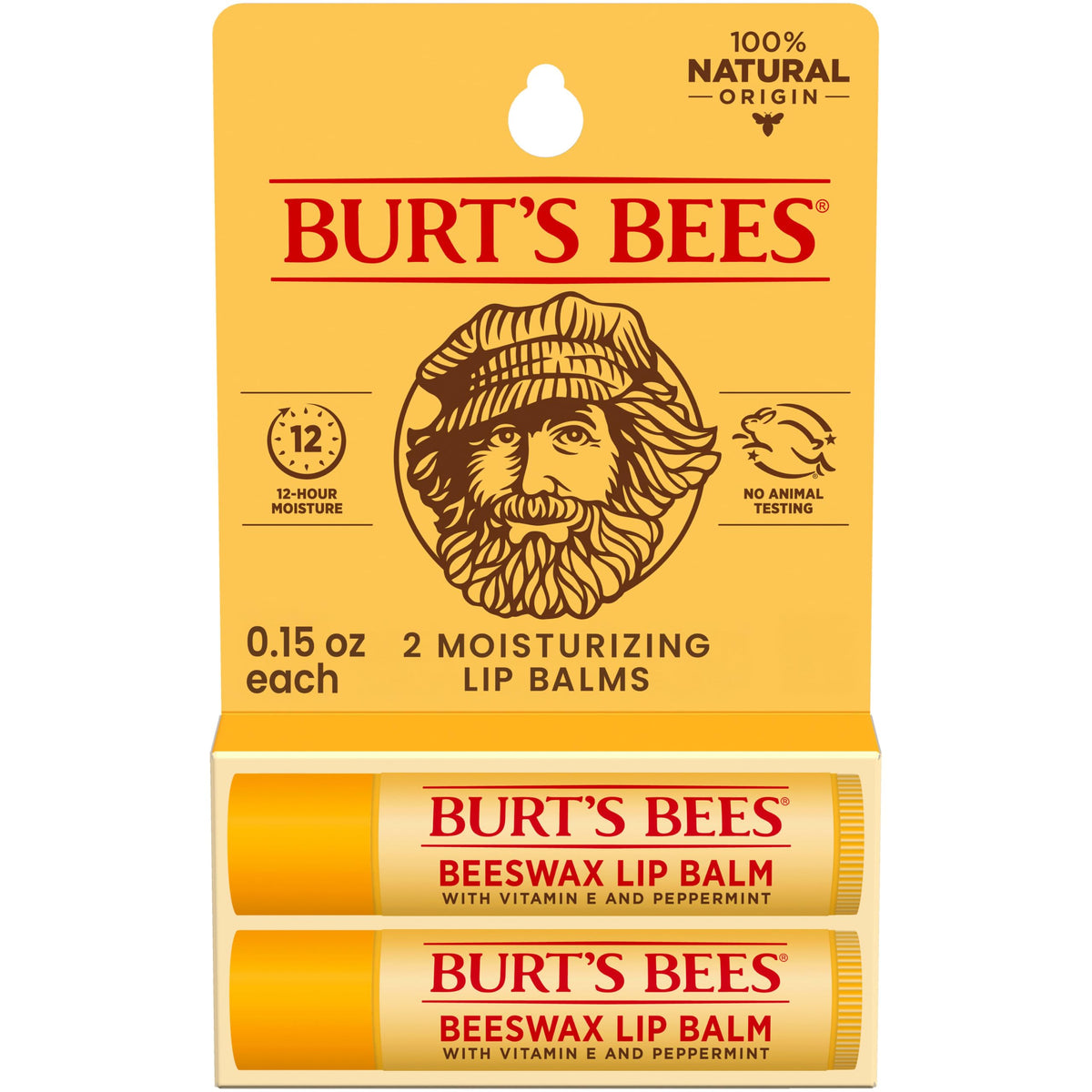 Burt's Bees Lip Balm, Original Beeswax, 0.15 oz., 2 Tubes Burt's Bees