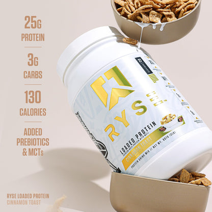 RYSE Loaded Protein Powder - Jet-Puffed Marshmallow - 25g Whey Protein Isolate & Concentrate with Prebiotic Fiber & MCTs - Low Carb, Low Sugar, Digestive-Friendly - 27 Servings / 2 lb Tub