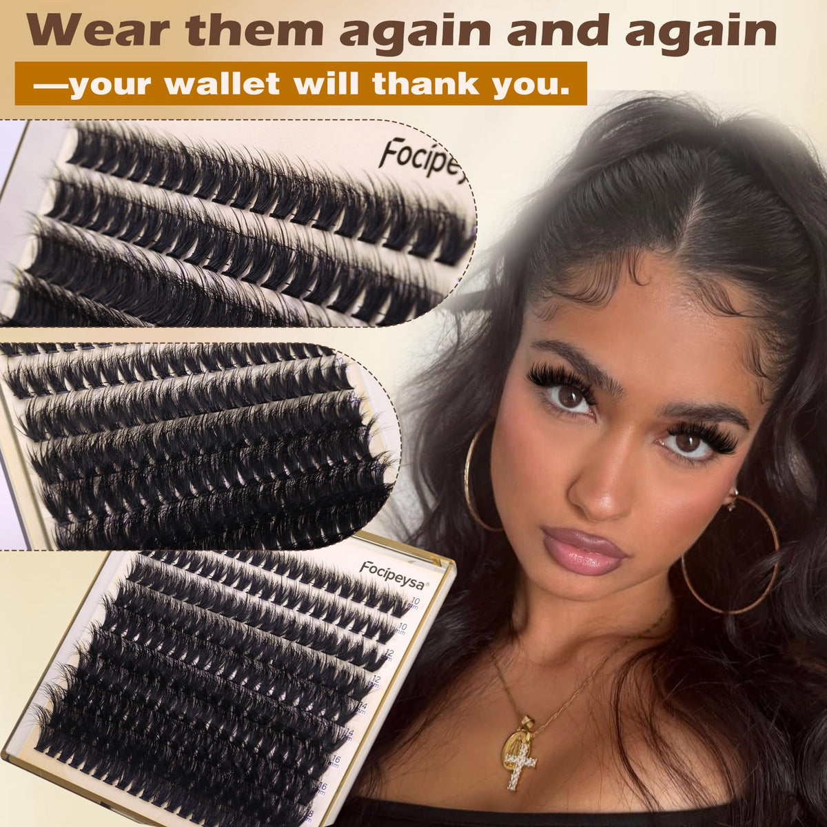 Focipeysa Lash Extension Kit Thick Eyelash Extension Kit 10-18mm Fluff Volume Lash Clusters 200D Individual Eyelashes Kit with Lashes Bond, Lashes Remover, Lash Tweezers, DIY Lash Extension Focipeysa