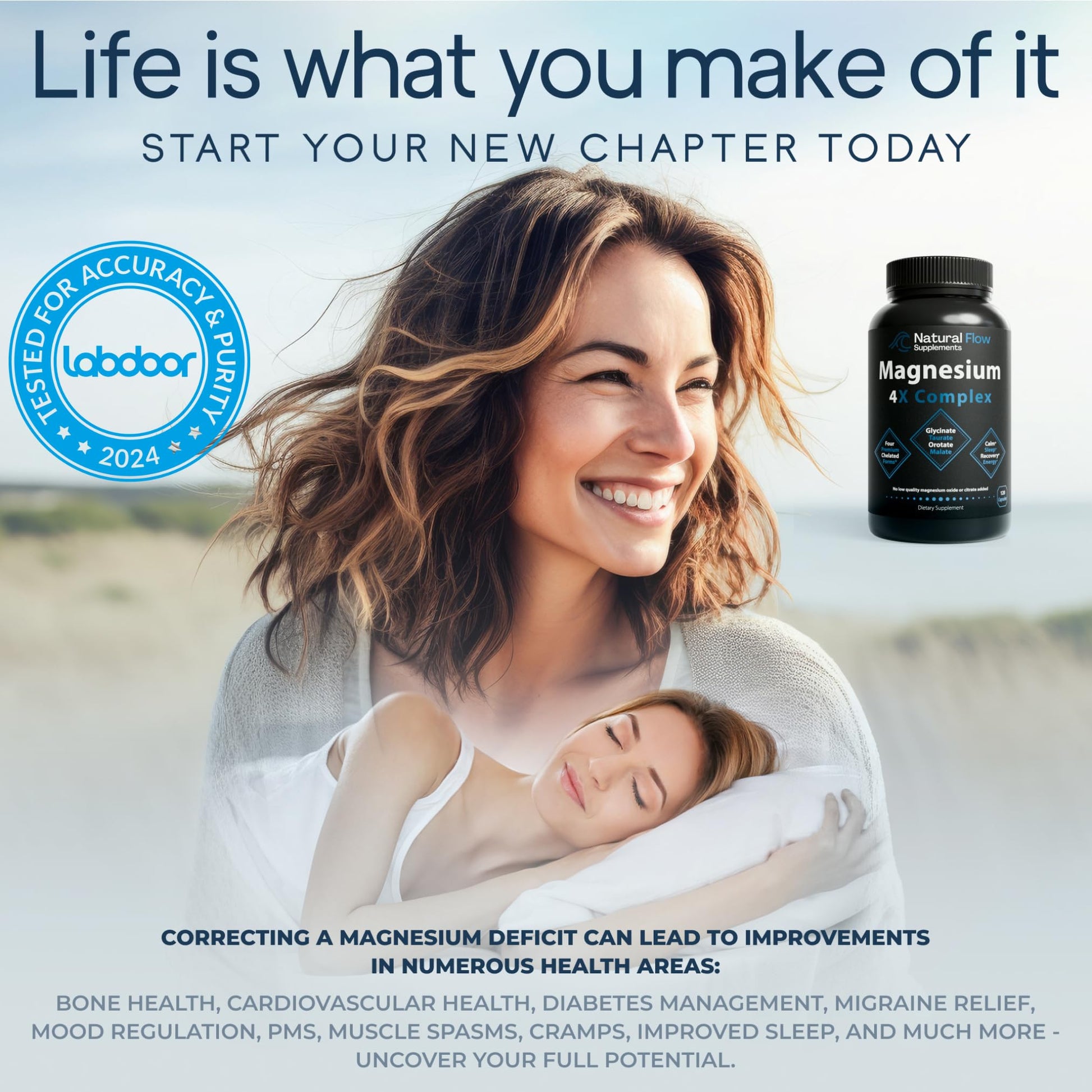 Natural Flow 4X Magnesium Supplement, Magnesium Glycinate, Taurate, Malate, Orotate Complex, Calm Sleep and Cramp Support Blend, No Mag Citrate or Oxide, 120 Capsules Natural Flow Supplements buy australia supplements