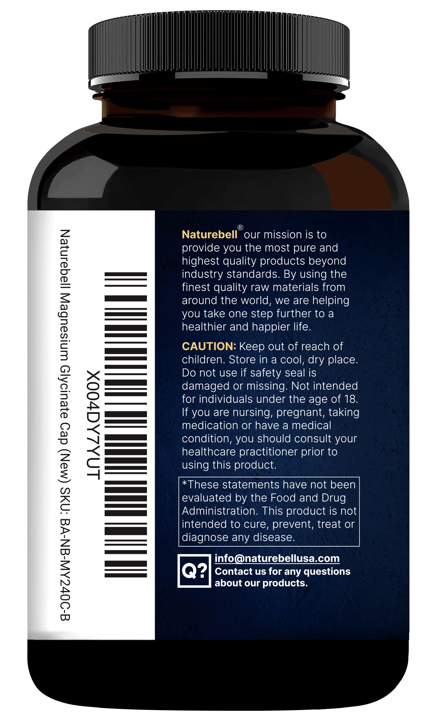 Naturebell Pure Magnesium Glycinate 500mg, 240 Veggie Capsules | 100% Chelated & Purified – 3rd Party Tested, Vegan Friendly, Non-GMO, Filler Free NatureBell