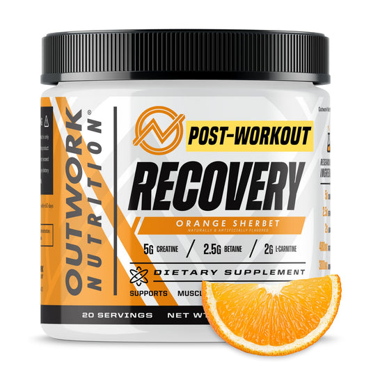Outwork Nutrition Post Workout Recovery Powder - Creatine Monohydrate, KSM-66 Ashwagandha & Tart Cherry - Speeds Recovery, Eases Soreness - Creatine Powder for Men & Women, Orange Sherbet, 230 Gr