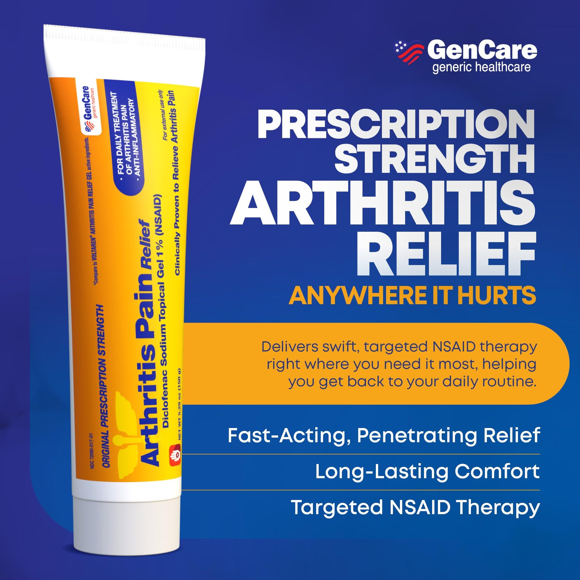 GenCare Arthritis Pain Relief Diclofenac Sodium Topical Gel 1 Percent (NSAID) - Clinically Proven Arthritis Pain Reliever - Compare to The Active Ingredient in Voltaren Gel (5.29 oz) GenCare buy australia supplements
