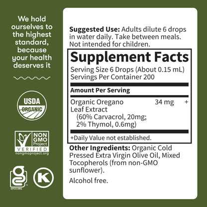 Garden of Life Organics Oil of Oregano Seasonal Drops 1fl oz (30 mL) Liquid, Concentrated Plant Based Immune Support - Alcohol-Free, Organic, Non-GMO Garden of Life