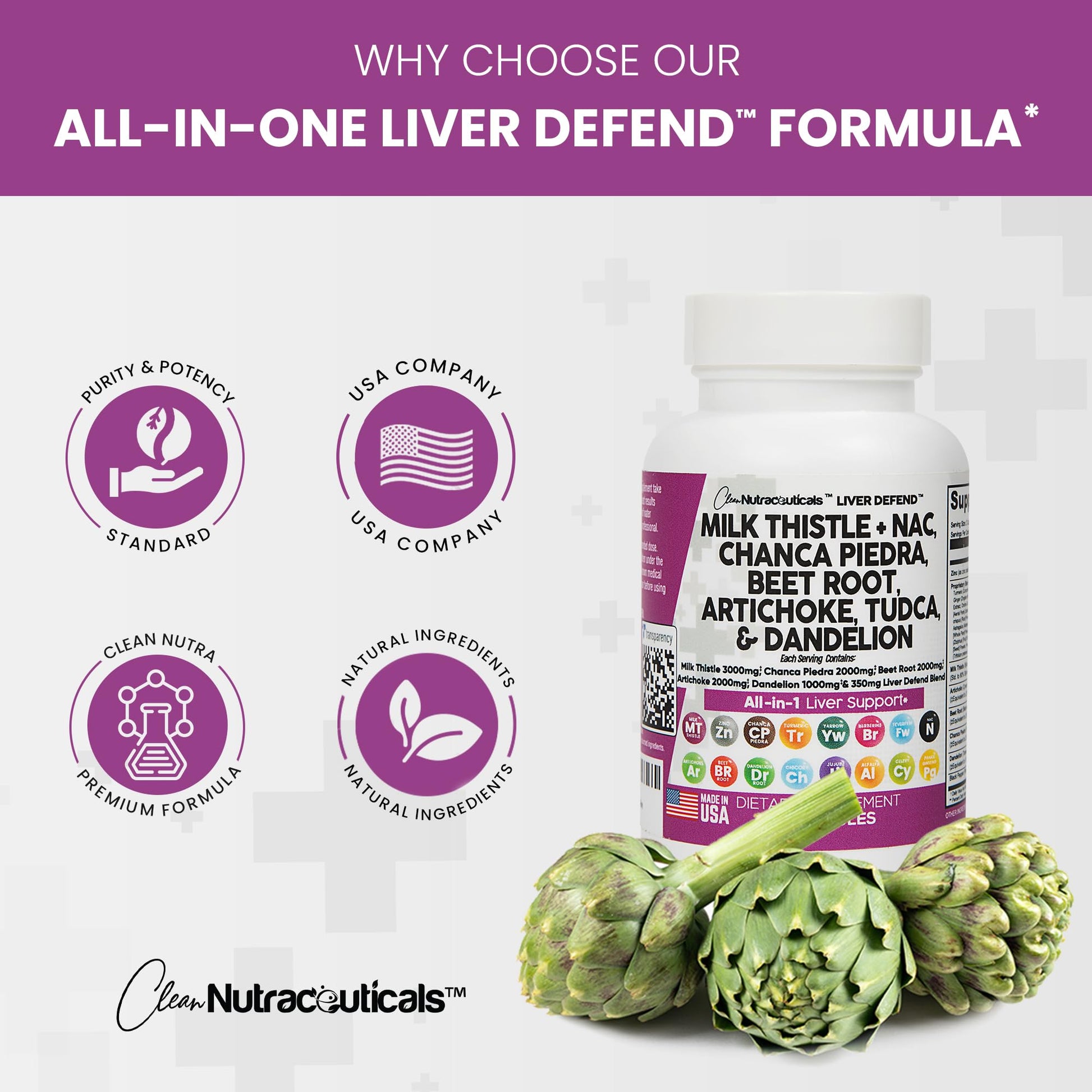 Milk Thistle 3000mg NAC Chanca Piedra 2000mg Beet Root 2000mg