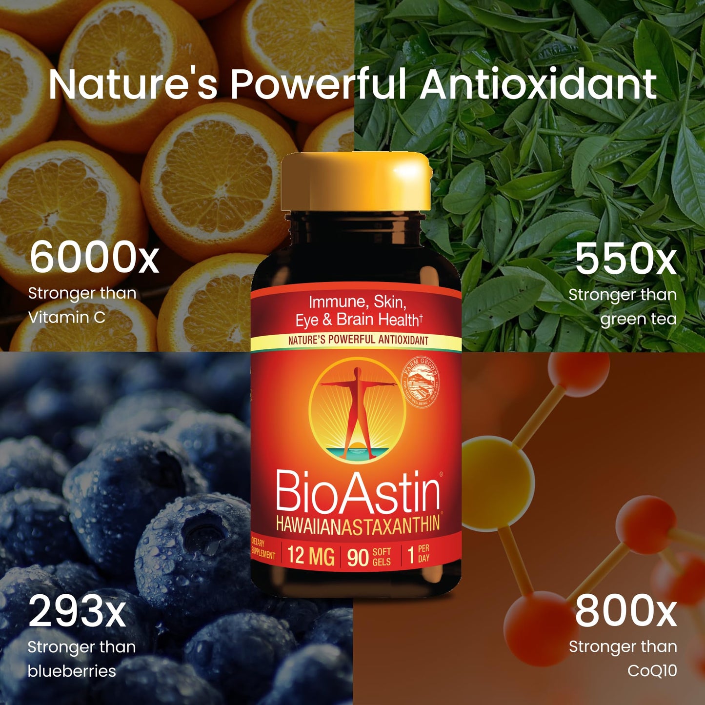 Nutrex Hawaii BioAstin Hawaiian Astaxanthin - 12mg, 90 Softgels - Farm-Direct Premium Antioxidant Supplement to Support Eye, Skin Nutrex Hawaii