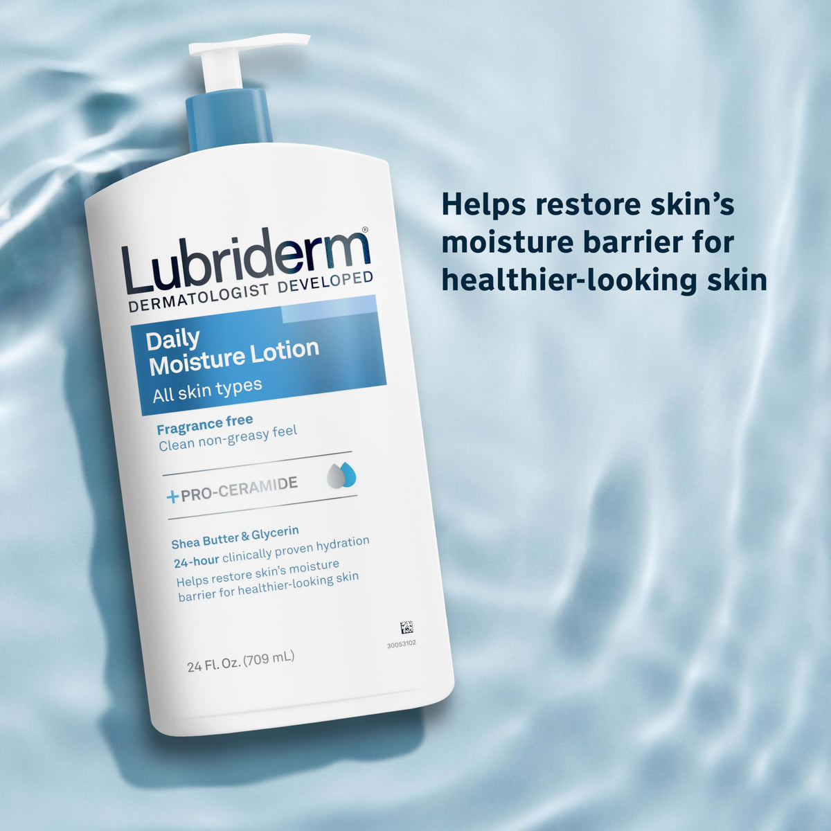 Lubriderm Daily Moisture Body Lotion, Fragrance Free, 24 fl. oz Lubriderm
