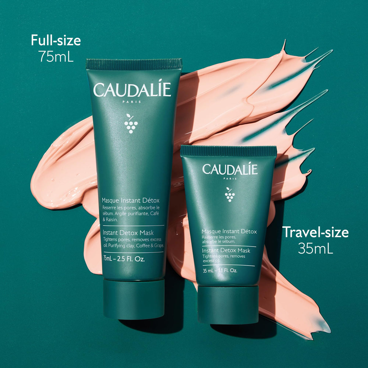 Caudalie Instant Detox Mask, Pore Minimizing Pink Clay Face Mask - 35 mL Caudalie