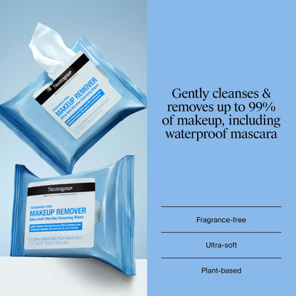 Neutrogena Makeup Remover Wipes, Fragrance-Free, 2 Pack of 25 Ct Neutrogena