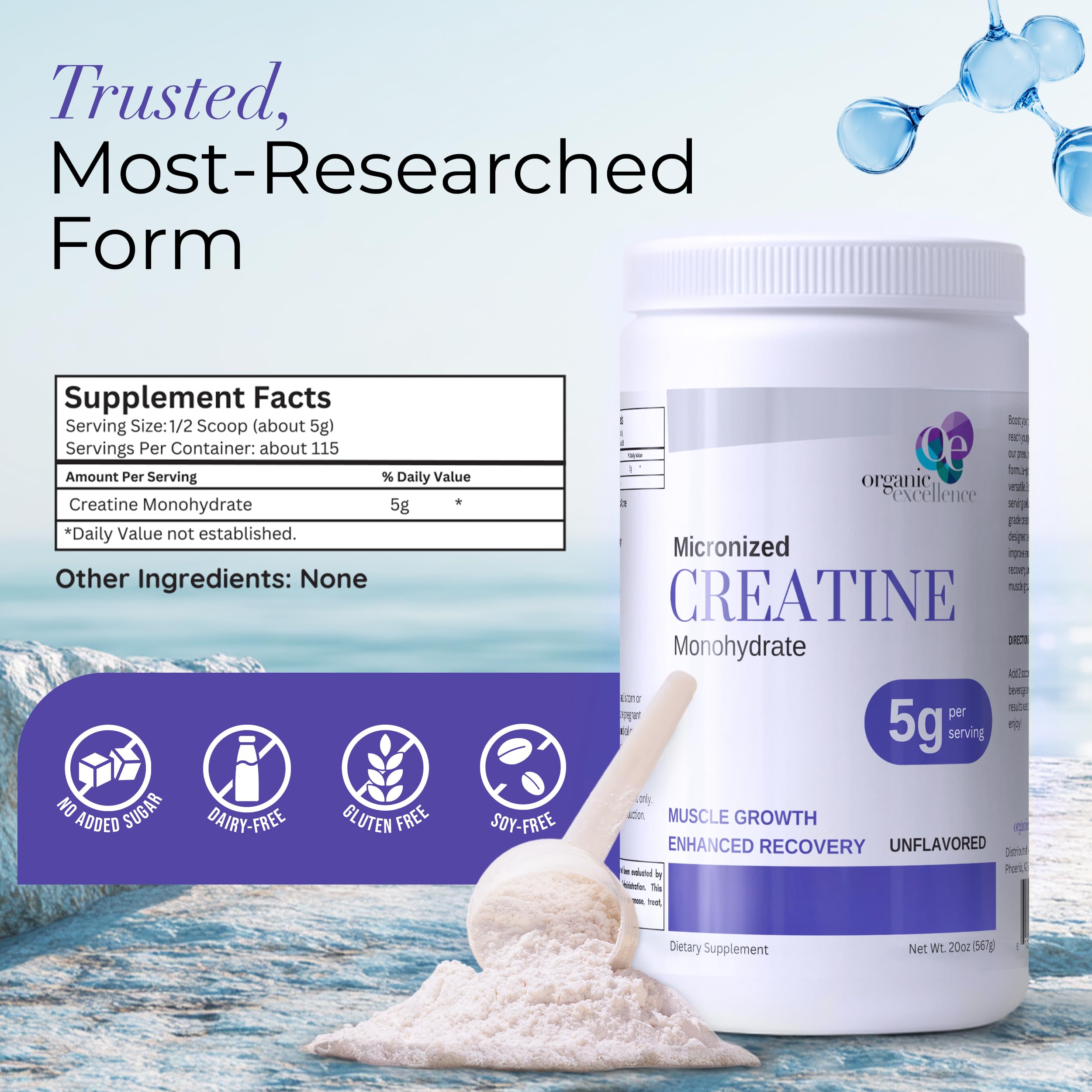 Organic Excellence Creatine Monohydrate – Micronized Creatine Powder for Muscle Growth, Strength & Recovery – Unflavored, 115 Servings Organic Excellence buy australia supplements