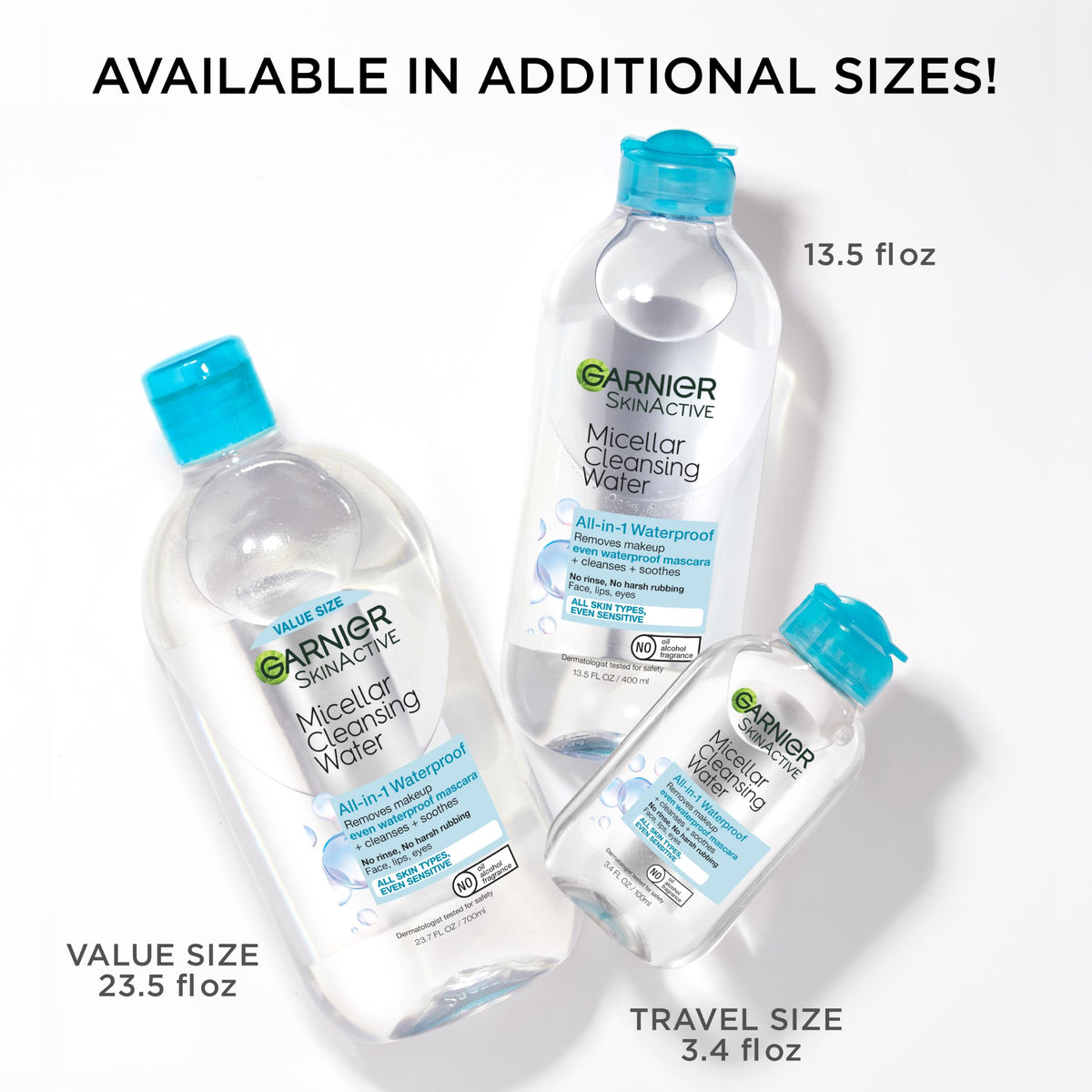 Garnier Micellar Water For Waterproof Makeup, Hydrating Facial Cleanser & Makeup Remover, Suitable for Sensitive Skin, Vegan, Cruelty Free, 13.5 Fl Oz (400mL), 1 Count Garnier