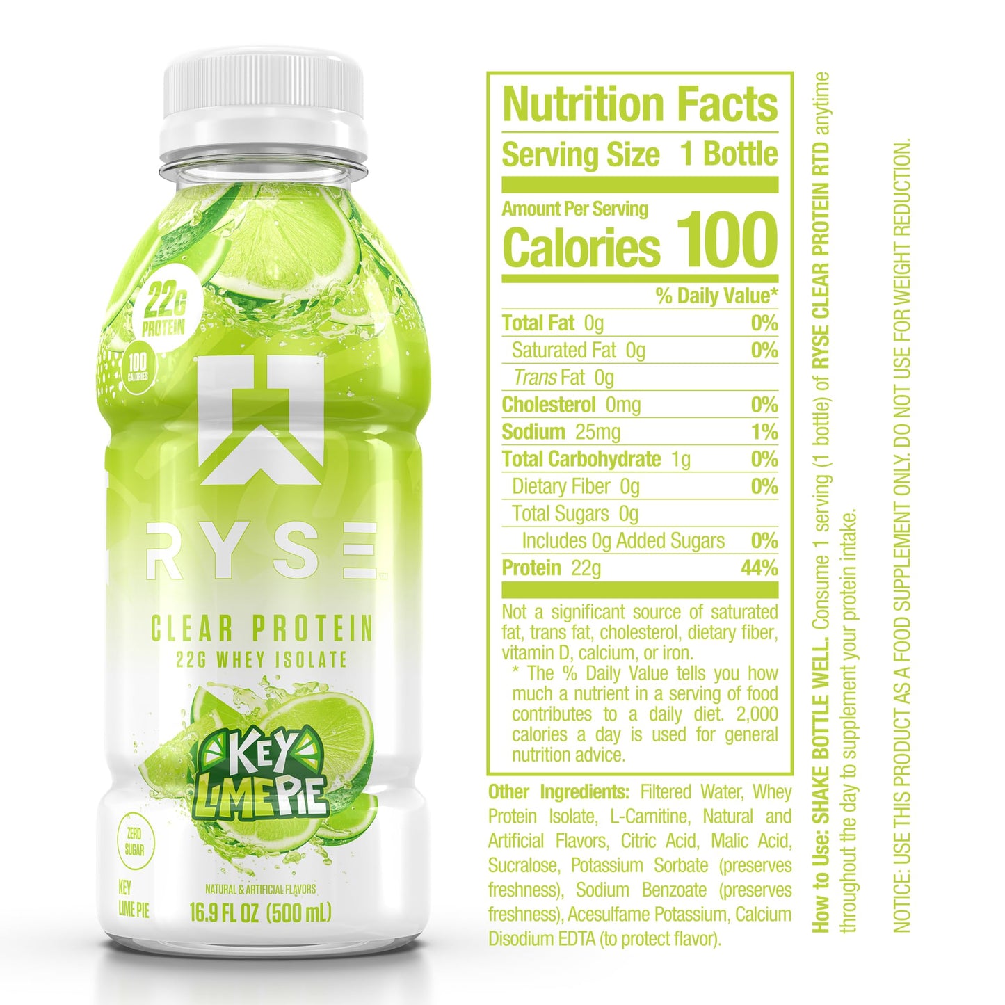 RYSE Clear Protein Drink - Variety Pack - 100 Calories, 22g Whey Isolate Protein Shake, Sugar-Free, 0g Fat & Lactose-Free - Refreshing Ready-to-Drink Beverage - 16.9 fl oz Bottles (12-Pack)
