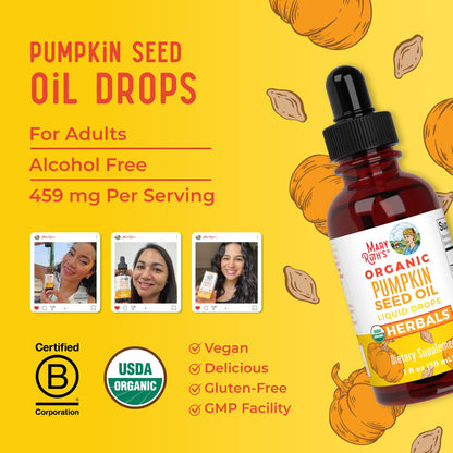 MARYRUTH'S Organics Pumpkin Seed Oil Cold Pressed | 2 Month Supply | USDA Organic Pumpkin Seed Liquid Drops for Men and Women | Urinary Health in Men MARYRUTH'S