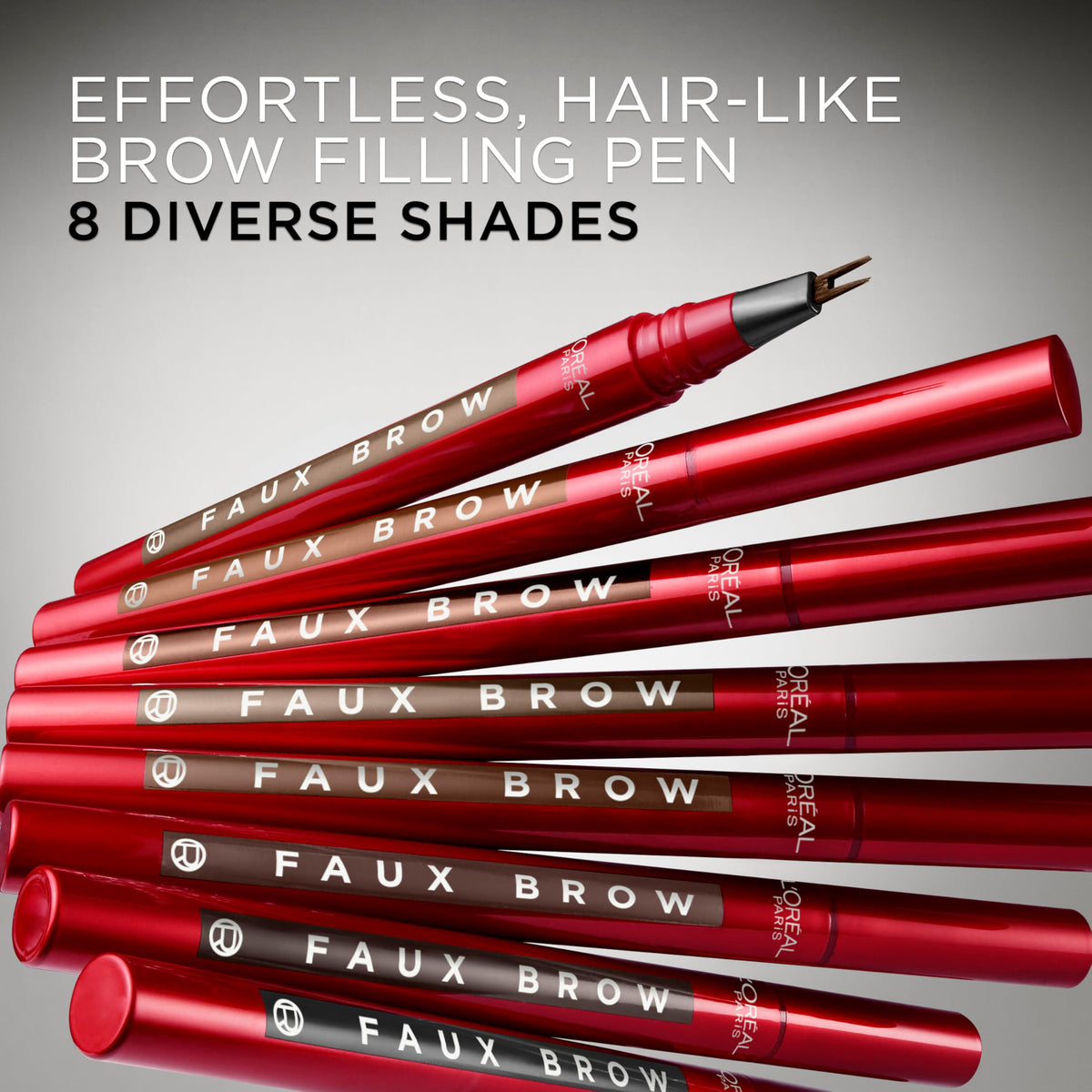 L'Oreal Paris Faux Brow, Hair-Like, Filling Eyebrow Pen with Double-Brush Tip, Fast & Precise Eyebrow Makeup, Dark Brunette, 0.04 Fl Oz L'Oreal Paris