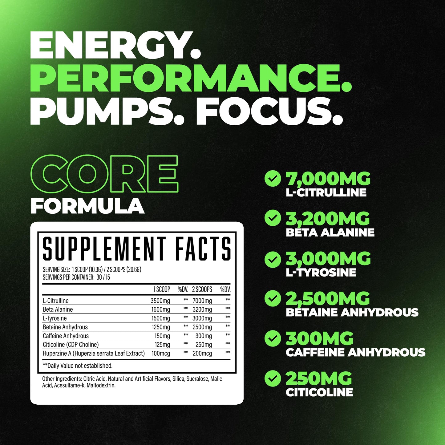 Wrecked Core - All-in-One Pre-Workout Supplement for Men & Women, Increase Energy, Focus & Pumps with L-Citrulline, Beta-Alanine, L-Tyrosine & More (30 Servings) - Blue Raspberry
