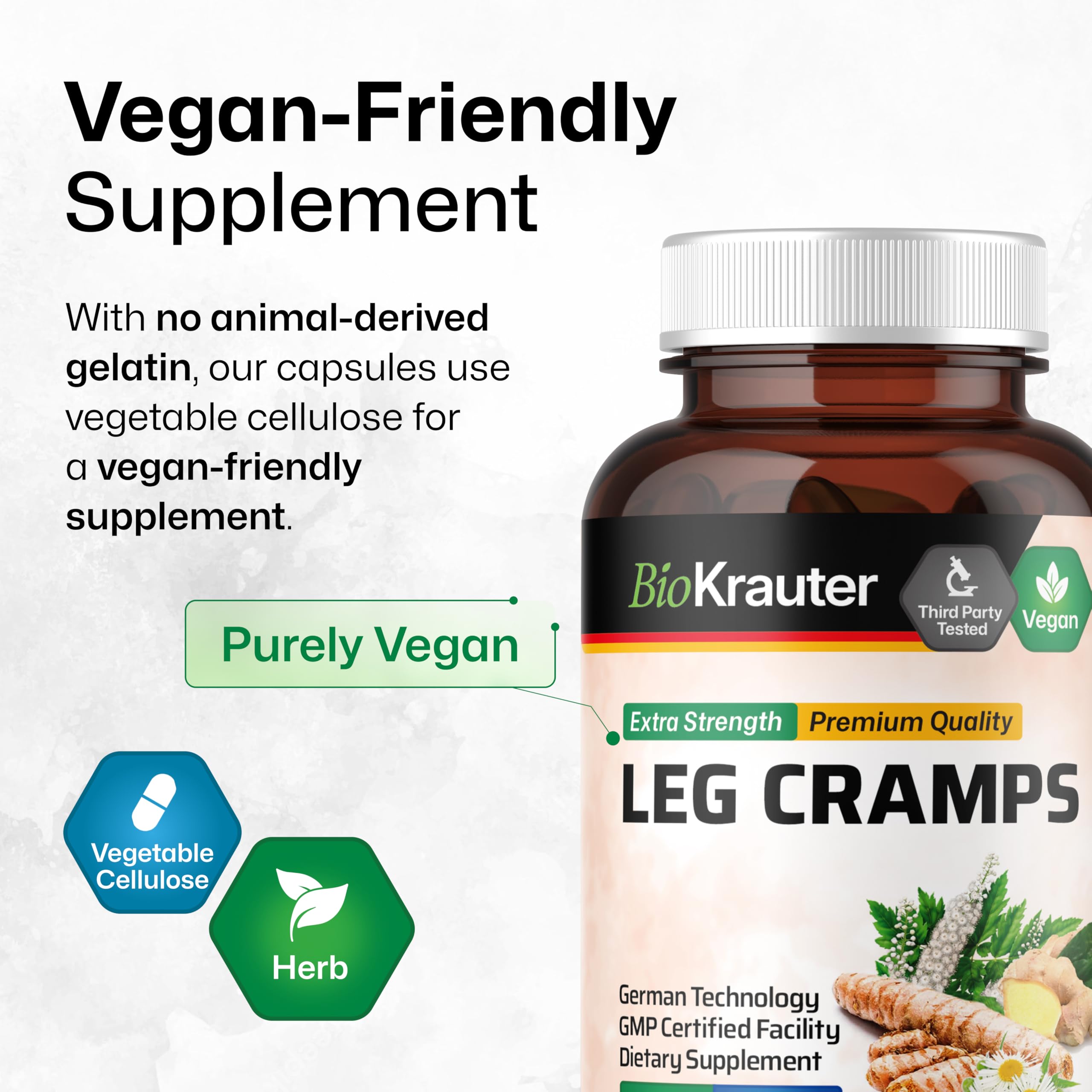BIO KRAUTER® Magnesium Glycinate for Leg Сramps & Relax - 5-in-1 Formula Magnesium Glycinate 400mg with Turmeric, Black Cohosh, Ginger, Chamomile 1200 mg 100 Caps - No Fillers, Non-GMO, 50-Day Supply BIO KRAUTER buy australia supplements