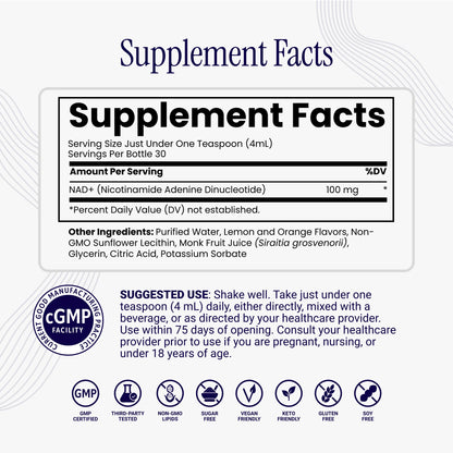 Rho Nutrition Liposomal NAD+ Liquid Supplement | High Absorption Formula, Active NAD+, Cellular Health, Healthy Aging & Energy Metabolism, 30 Servings Gsupps Australia