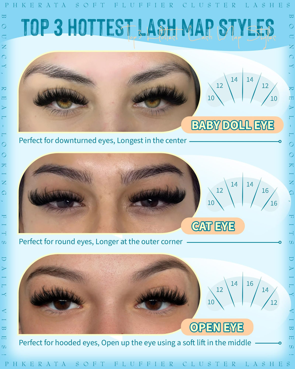 PHKERATA Fluffy Lash Clusters Wispy Eyelash Clusters Natural C Curl PHKERATA