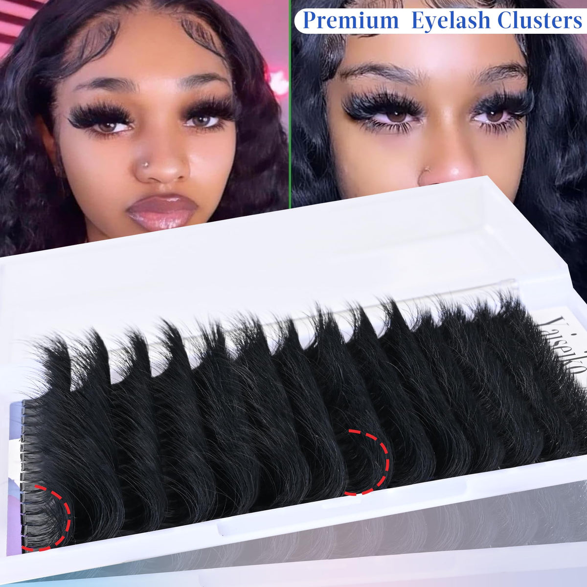 Yaiseiko Fluffy Lash Clusters 300D Thick Long 12-25mm Volume Cluster Eyelash Extensions 224Pcs Wispy Individual Lashes D Curl Waterproof Eyelash Clusters Soft False Eyelashes DIY at Home Yaiseiko