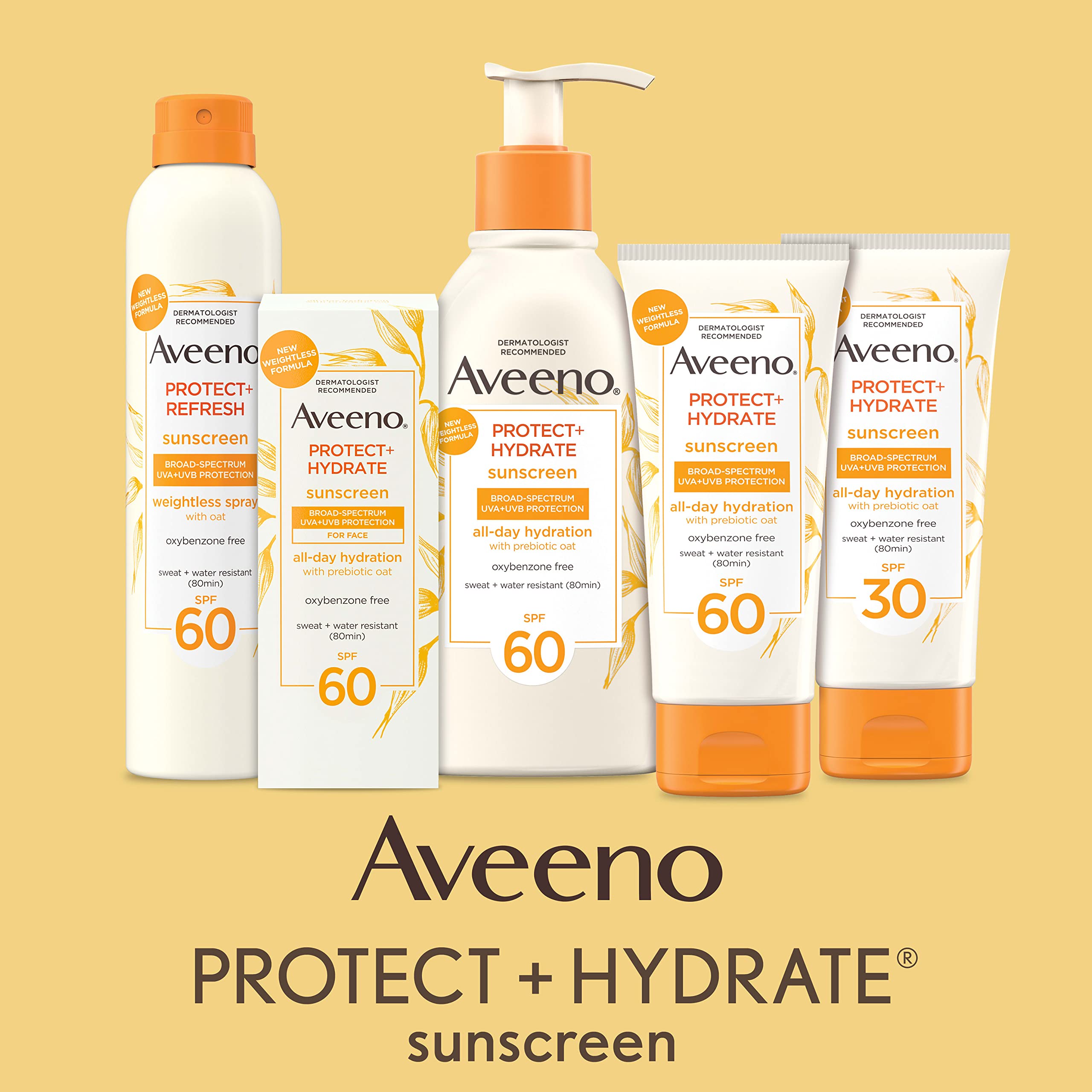 Aveeno Protect + Hydrate Face Sunscreen, SPF 60 Broad Spectrum, for Sensitive Skin, Travel Size, Water Resistant