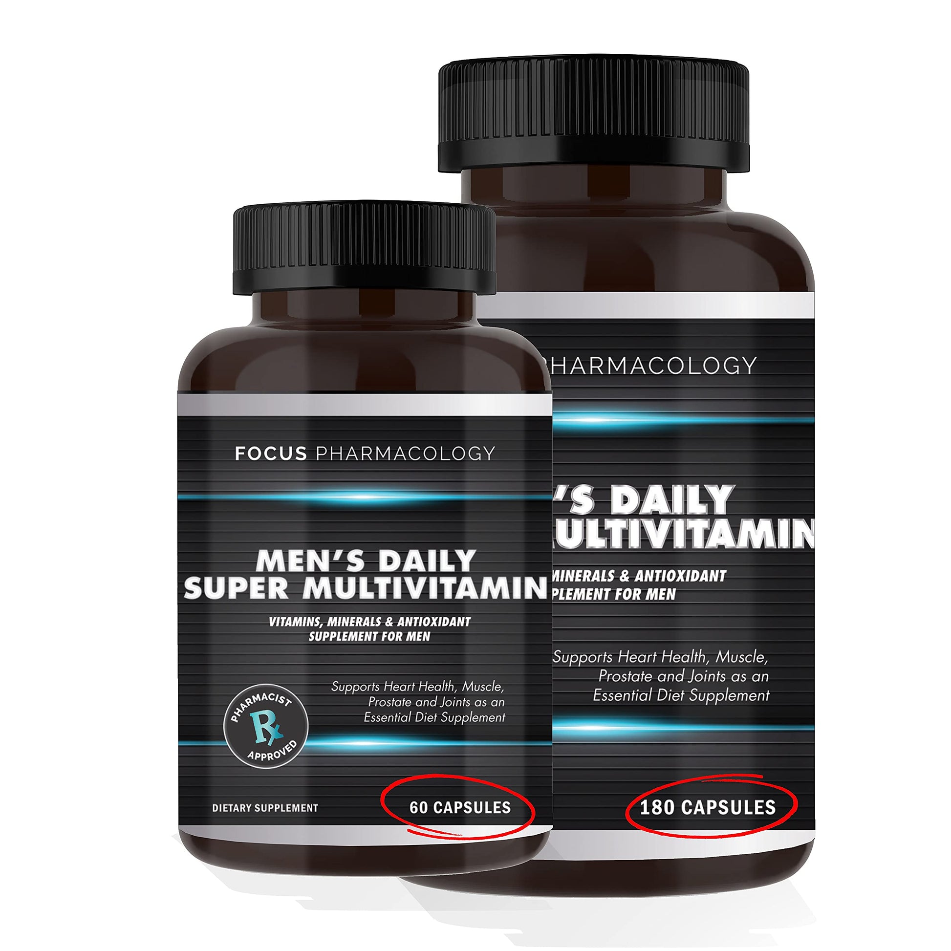 Focus Pharmacology Men's Daily Super Multi-Vitamin for Men - 60 Ct Blend of Vitamins, Minerals, Plus Herbs for Prostate Health and General Energy/Focus Focus Pharmacology buy australia supplements