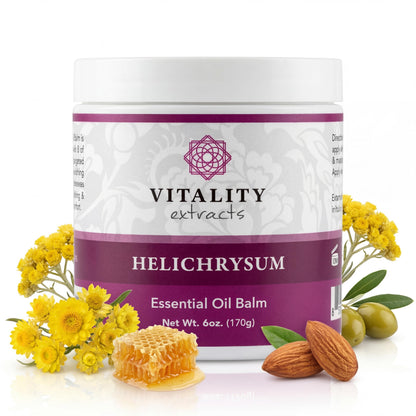 Vitality Extracts Helichrysum Balm - 6oz, Helichrysum Gymnocephalum, Beeswax, Almond Oil, Ultra-Moisturizing, Skin Healing, Full Body Hydration Vitality