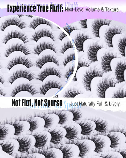 Newcally Lashes False Eyelashes Cat Eyes Wispy Natural Faux Mink Lashes 14 Pairs Pack Light Volume Short Fake Eye Lashes Multipack Newcally