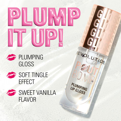 Revolution Pout Bomb Plumping Lip Gloss, Glaze Clear Revolution Beauty London