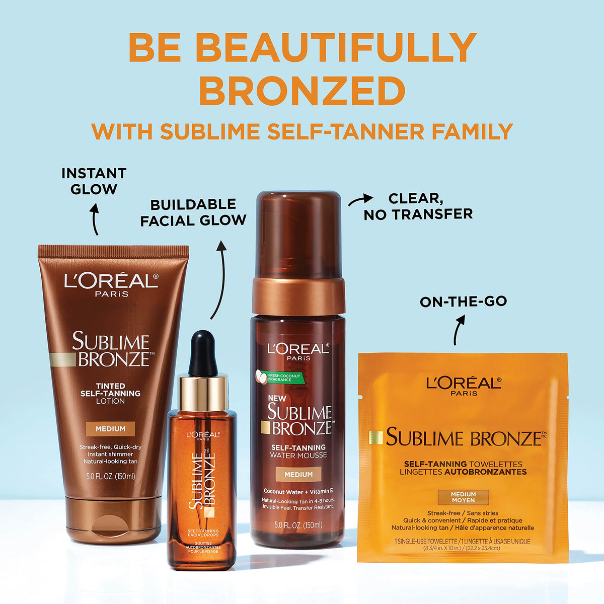 L'Oreal Paris Sublime Bronze Self Tanning Towelettes, Streak-Free, Natural Looking Tan, 6 ct L'Oreal Paris