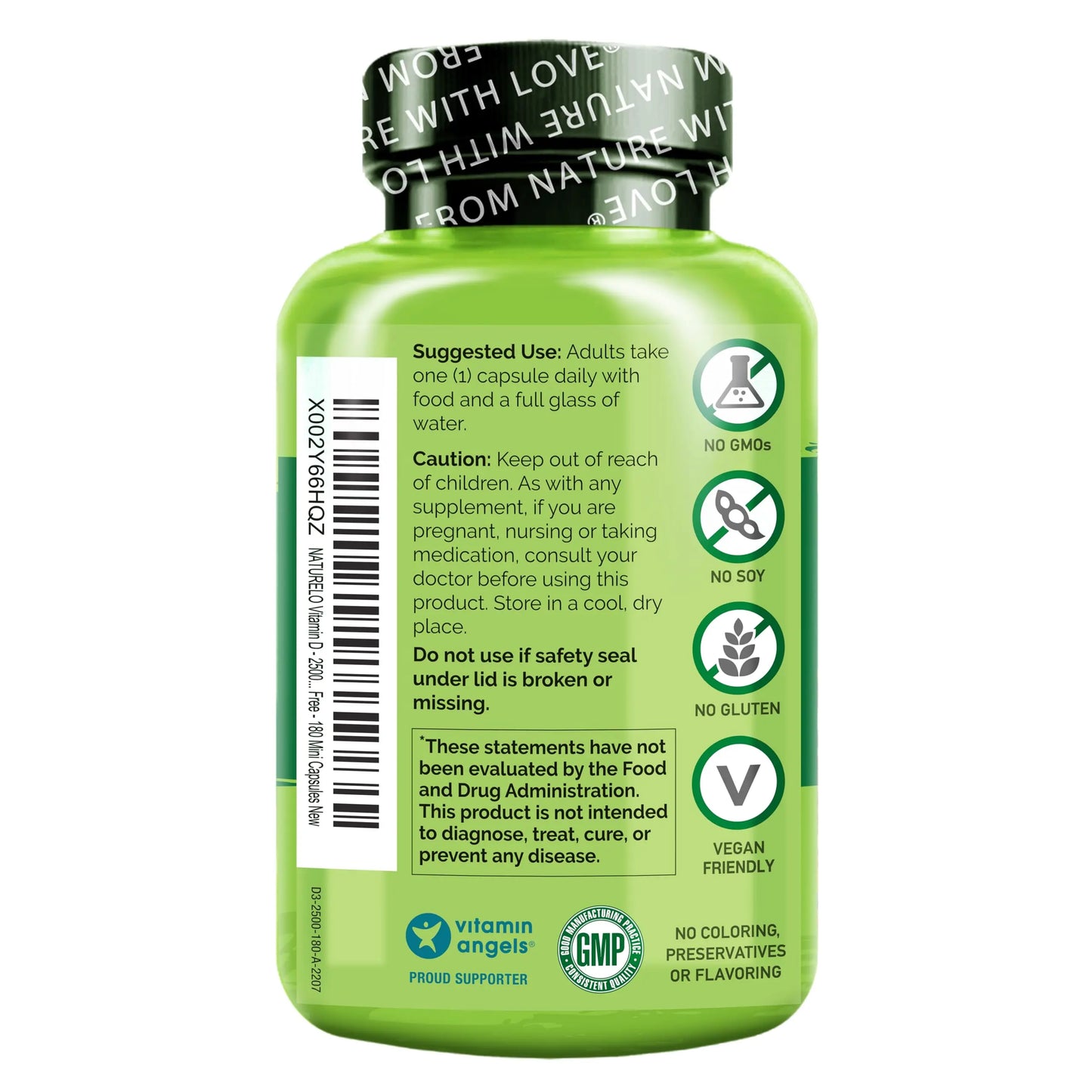 NATURELO Vitamin D - 2500 IU - Plant Based from Lichen - Natural D3 Supplement for Immune System, Bone Support, Joint Health - Vegan NATURELO