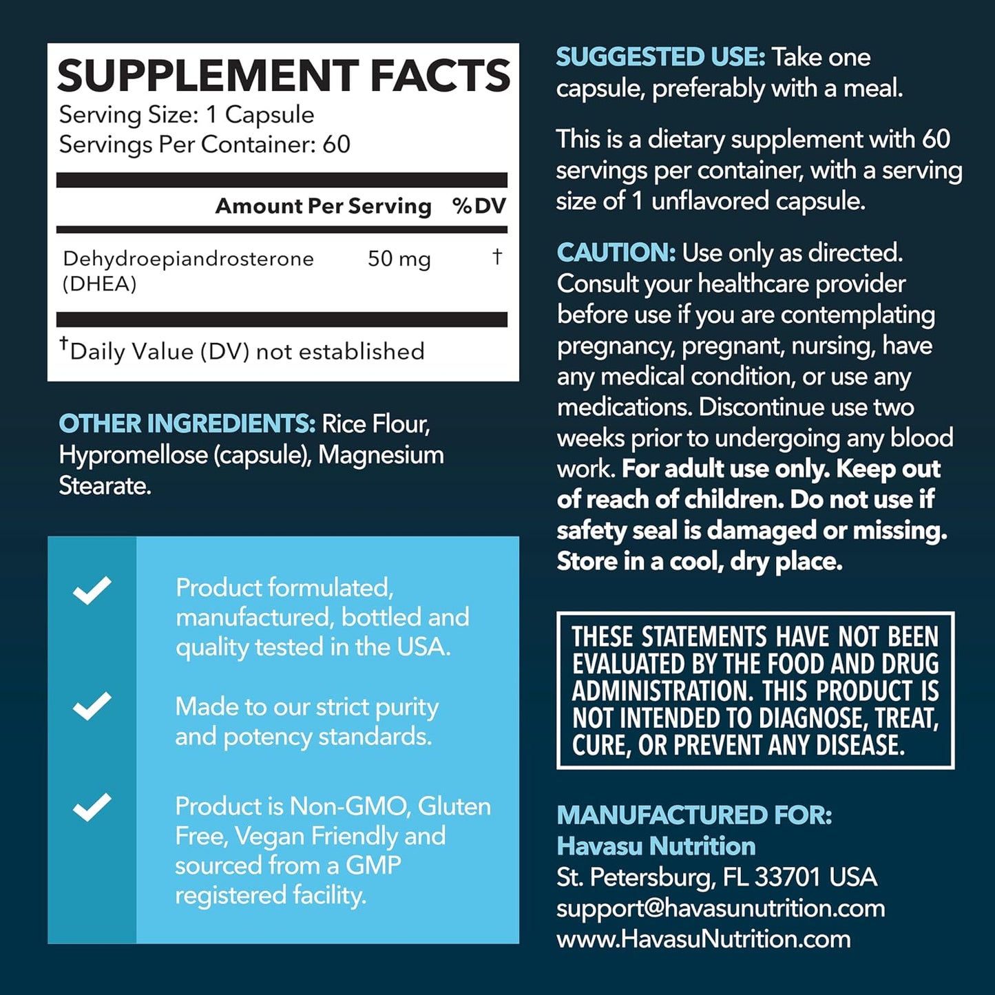 DHEA 50mg Per Serving, Vegan, Non-GMO Hormone Balance Supplement, 60ct | DHEA Supplement for Men and Women, Supports Energy, Healthy Aging, Hormone Balance, Mood and Vitality, 2-Month Supply Gsupps Australia